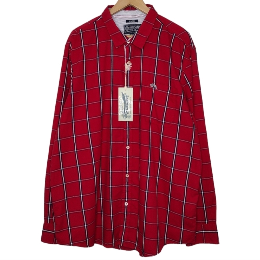 NWT American Rag Men's Plaid Casual Button Down Dress Shirt Size XL